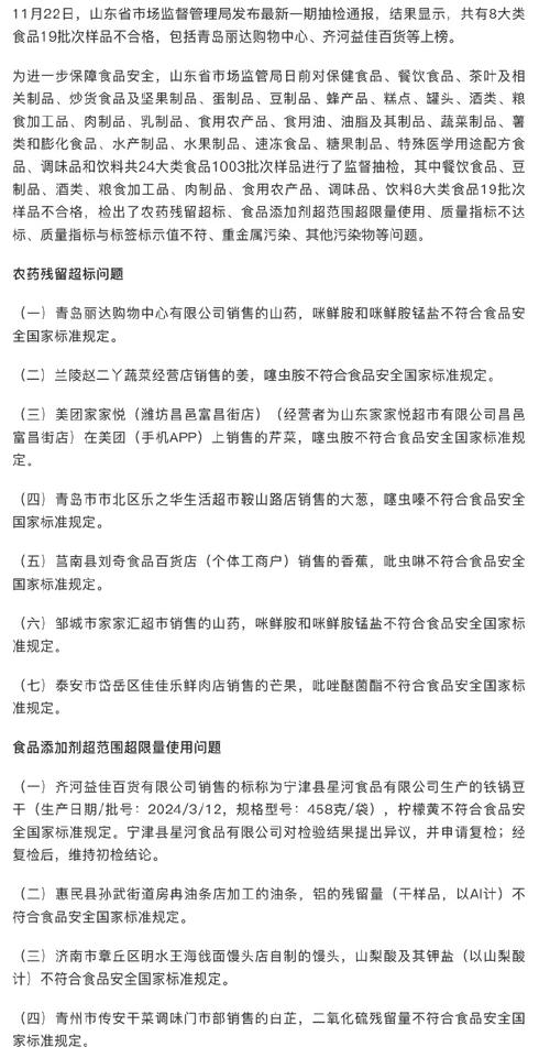 山东发布最新通告！这些食品全部召回、下架，食品安全不容忽视