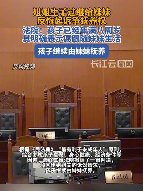 姐姐生子过继给妹妹反悔起诉争抚养权 法院：尊重孩子意见！