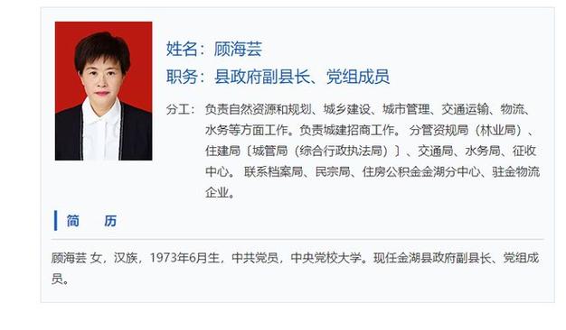金湖县女副县长顾海芸被查！曾手握大权，52岁仍风韵犹存
